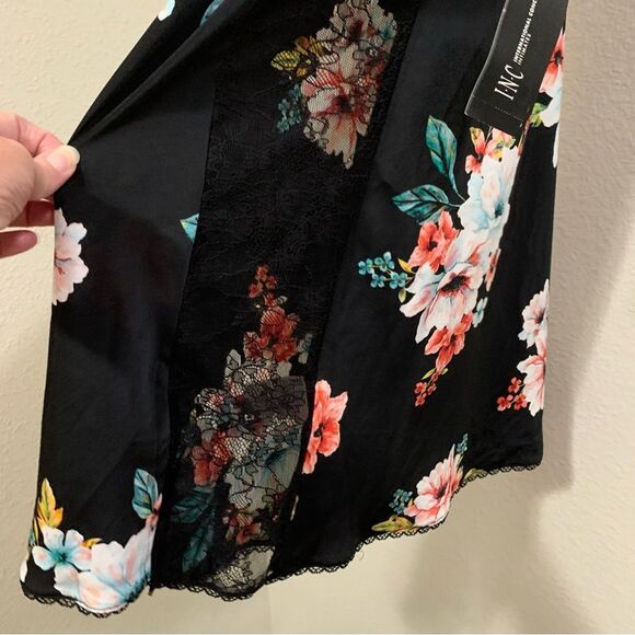 INTERNATIONAL CONCEPTS INTIMATES Nightgown Robe Set Women’s M Black Floral Pink. - Picture 7 of 16